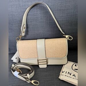 NWT DIVINA FIRENZE LEATHER CROSSBODY FLAP BAG